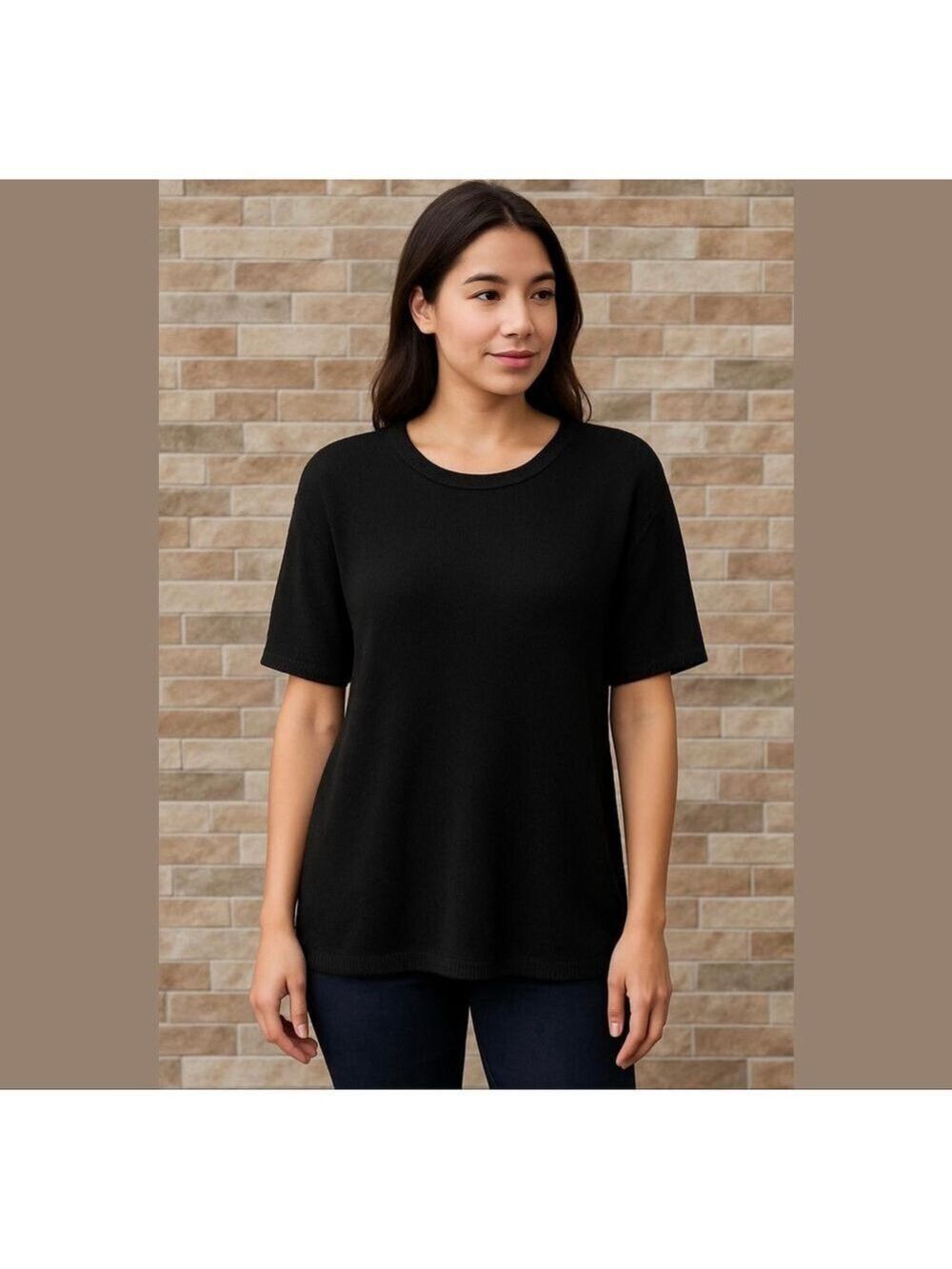 Worthington woman vintage silk and wool blend short sleeve sweater black Sz 20W